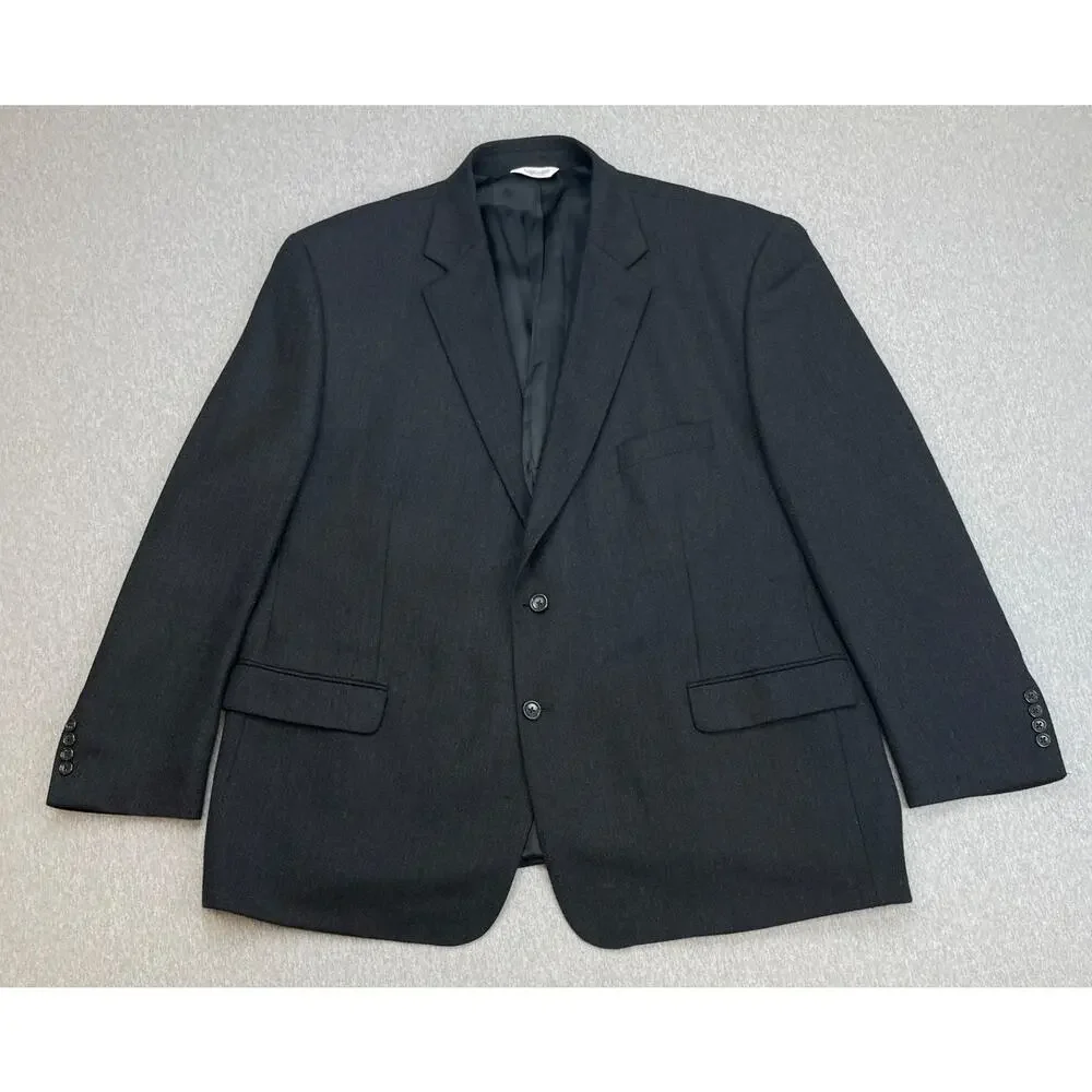 Joseph & Feiss Blazer Mens 52R Gray Herringbone‎ 100% Lambswool 2-Button Jacket